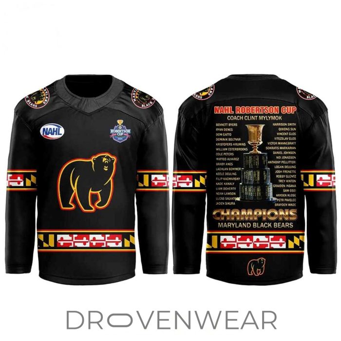 Maryland Black Bears 2026 Robertson Cup Champions Hockey Jersey - Image 2