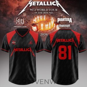 Metallica M72 World Tour 2026 Football Style Jersey by Drovenwear.com
