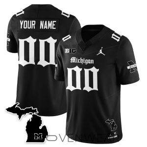 Michigan Wolverines Gothic Style Custom Football Jersey by Drovenwear.com