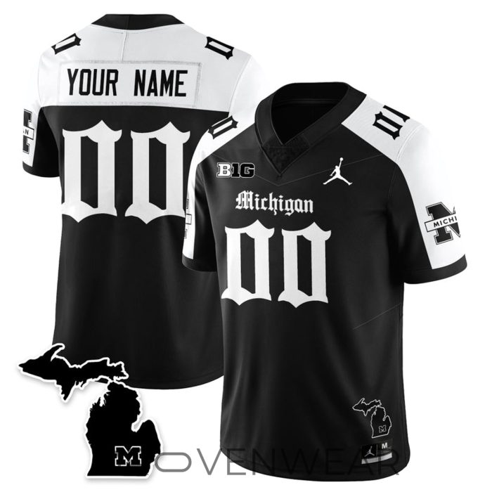 Michigan Wolverines Gothic Style Custom Football Jersey - Image 3