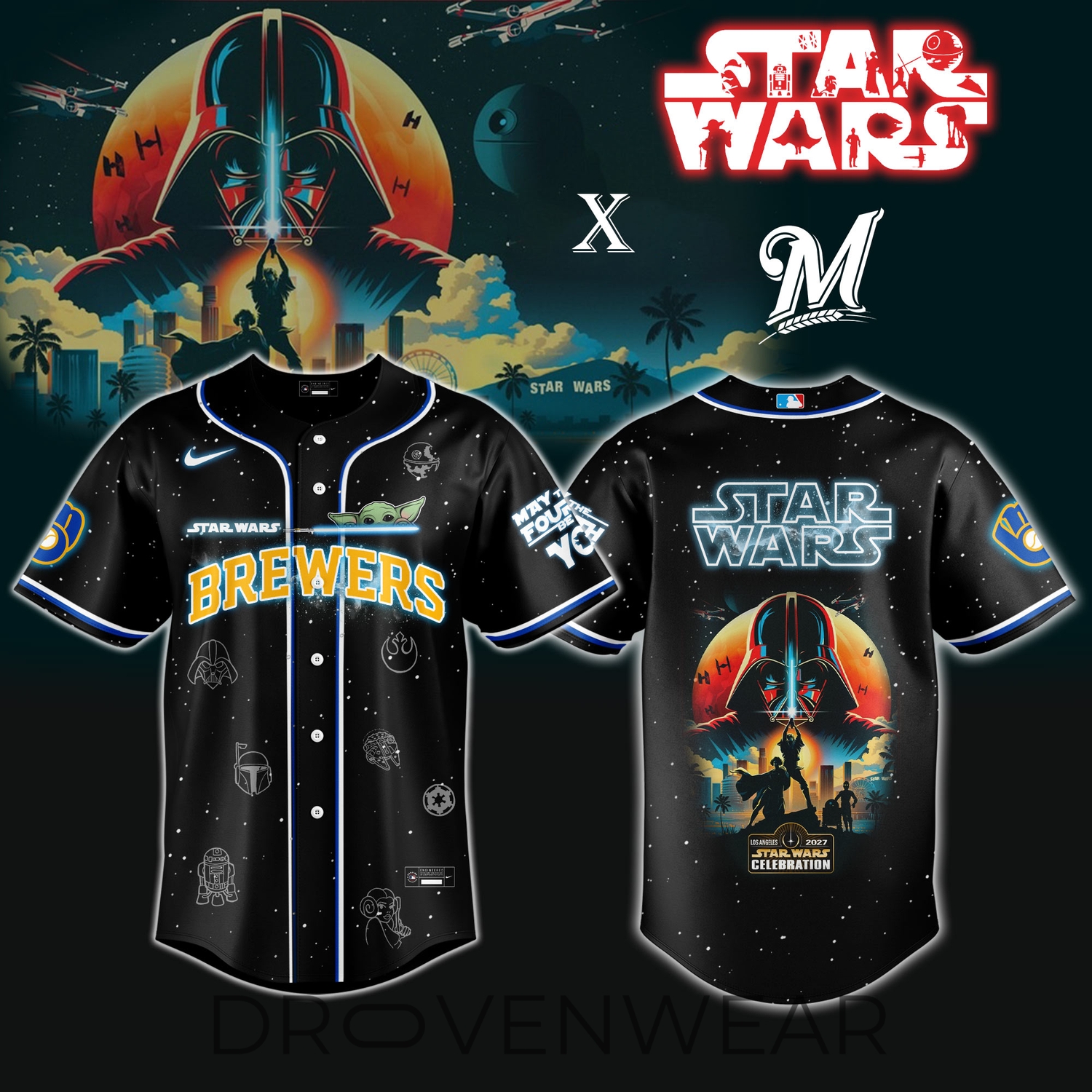 Milwaukee Brewers MLB x Darth Vader Star Wars Grogu Jersey Limited Edition Milwaukee Brewers MLB x Darth Vader Star Wars Grogu Jersey Limited Edition