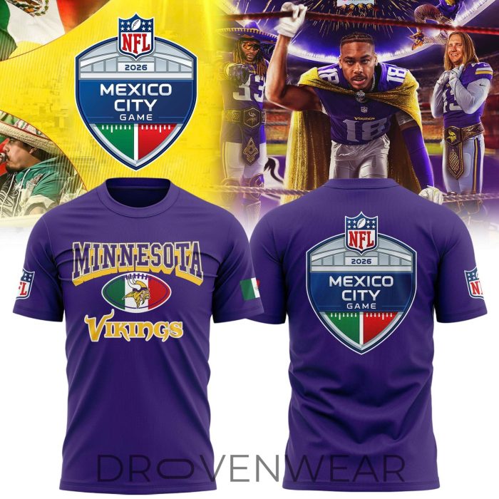 Minnesota Vikings 2026 Mexico City NFL Game Day T-Shirt - Image 2