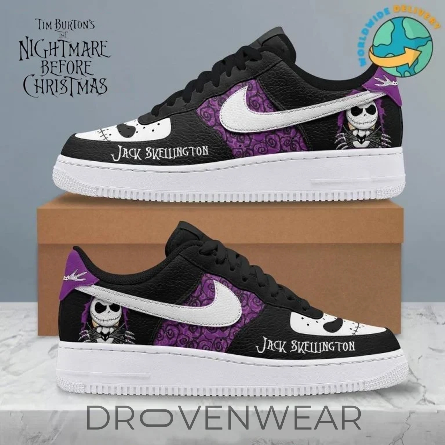 Nightmare Before Christmas Jack Skellington AF1 Custom Shoes Nightmare Before Christmas Jack Skellington AF1 Custom Shoes