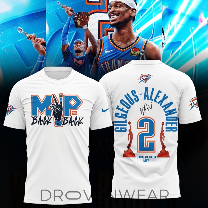 OKC Shai Gilgeous-Alexander Back-to-Back MVP 2026 Graphic Fan Shirt - Image 2