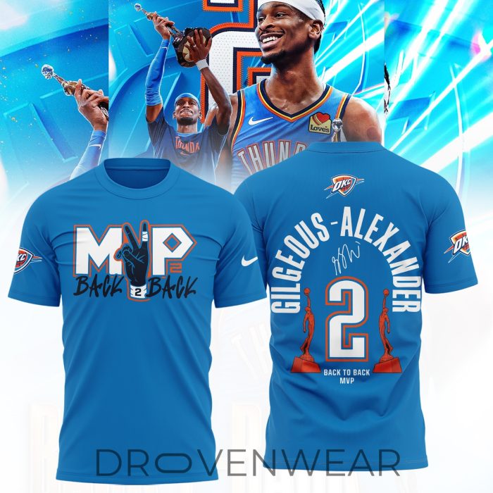 OKC Shai Gilgeous-Alexander Back-to-Back MVP 2026 Graphic Fan Shirt - Image 3