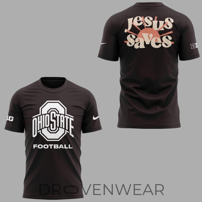 Ohio State Buckeyes Jesus Saves Graphic T-Shirt - Image 2