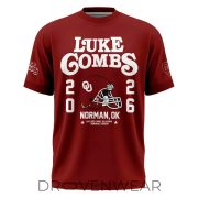 Oklahoma Sooners x Luke Combs My Kinda Saturday Night Tour 2026 Crimson T-Shirt - Image 2
