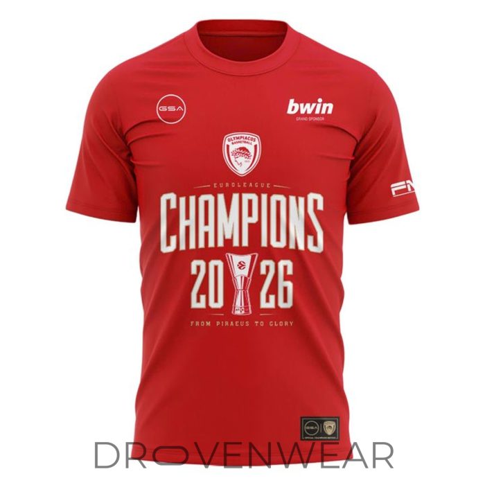 Olympiacos BC EuroLeague Champions 2026 Fan Shirt - Image 2