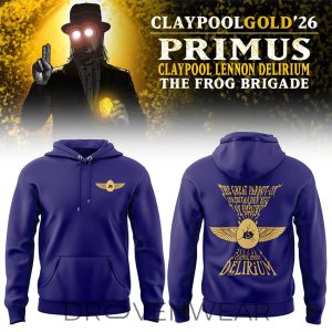 Primus Claypool Gold Tour 2026 Frog Brigade Pullover Hoodie by Drovenwear.com