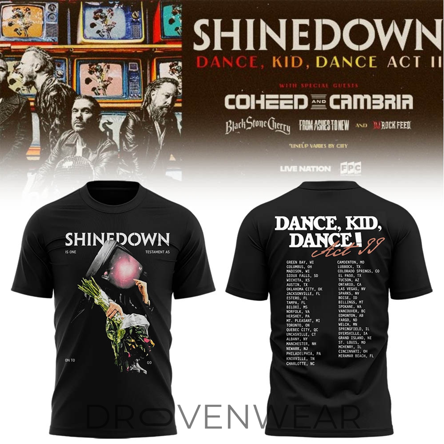 SHINEDOWN Dance Kid Dance Act II Tour 2026 Collector Shirt Version 2 SHINEDOWN Dance Kid Dance Act II Tour 2026 Collector Shirt Version 2