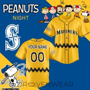 Seattle Mariners Peanuts Night Custom Name Number Jersey by Drovenwear.com