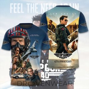 Top Gun Tom Cruise 40 Years Tribute 19862026 Graphic Tee V4 by Drovenwear.com