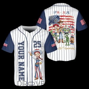 Toy Story Jessie USA 250 Celebration Baseball Jersey by Drovenwear.com