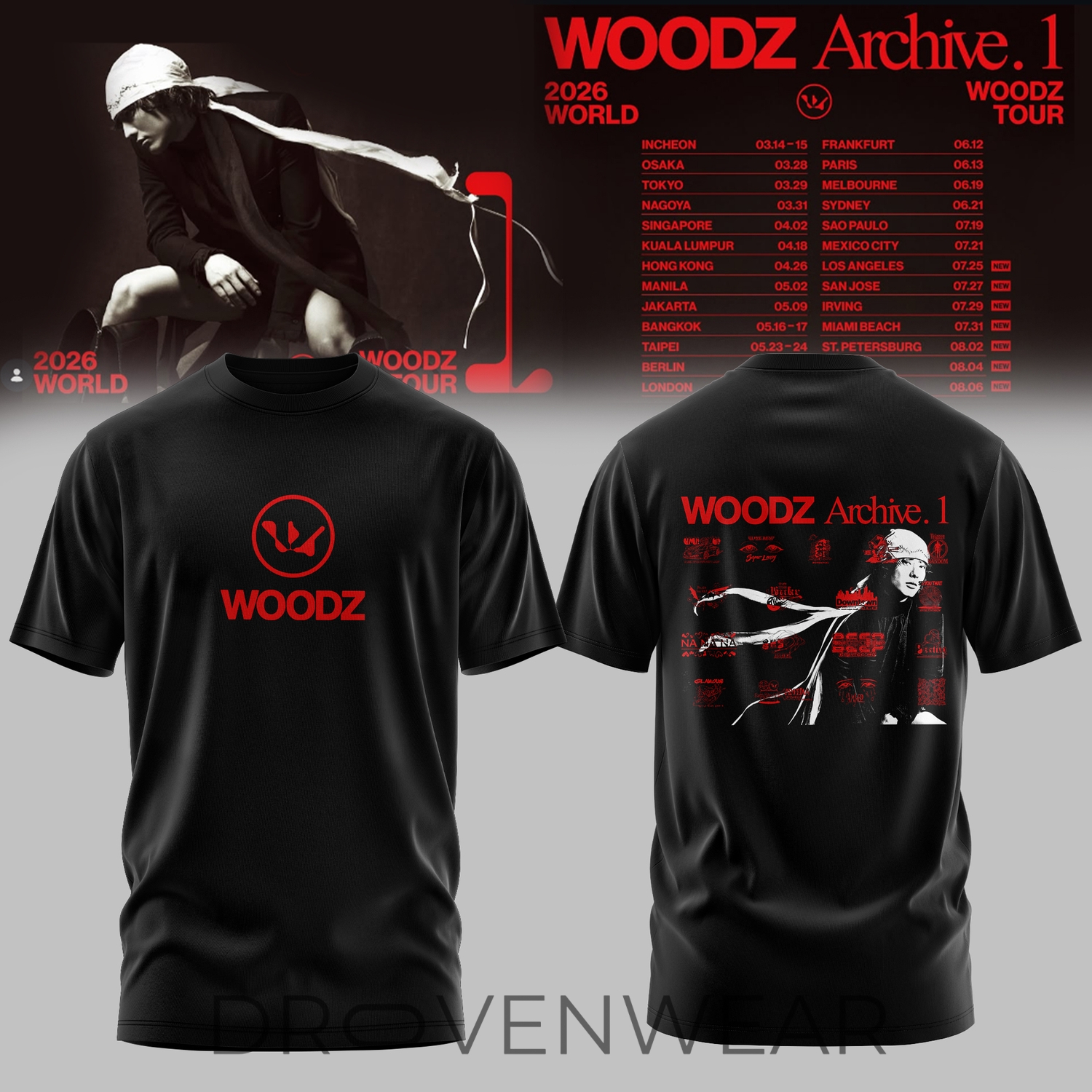 WOODZ World Tour Archive 1 2026 Graphic Shirt Version 1 WOODZ World Tour Archive 1 2026 Graphic Shirt Version 1