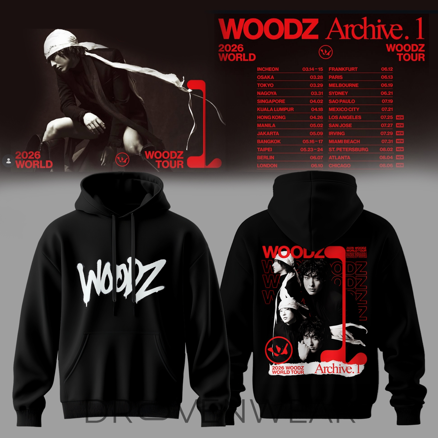 WOODZ World Tour Archive 1 2026 Hoodie Version 3 WOODZ World Tour Archive 1 2026 Hoodie Version 3