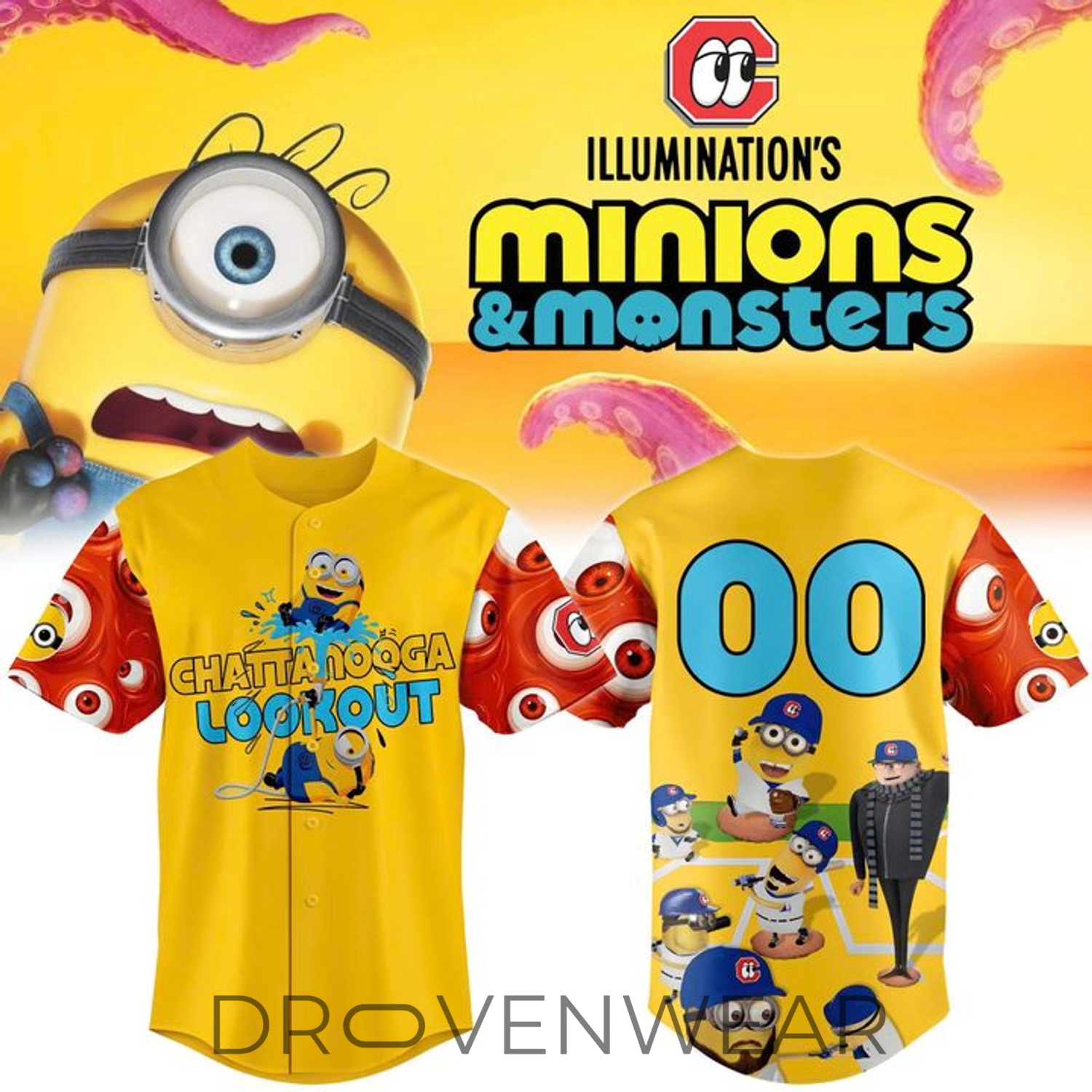 2026 Chattanooga Lookouts Minions & Monsters Theme Night Baseball Jersey 2026 Chattanooga Lookouts Minions & Monsters Theme Night Baseball Jersey