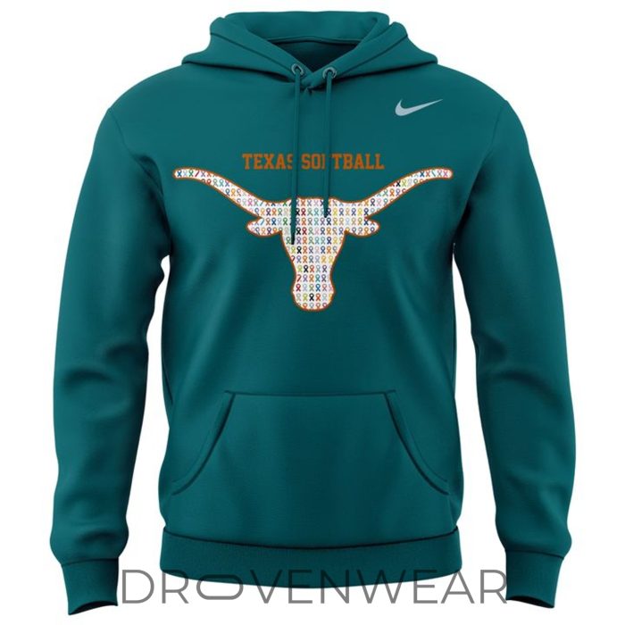 2026 Texas Softball Green Ribbon Cancer Awareness Commemorative Hoodie - Image 2