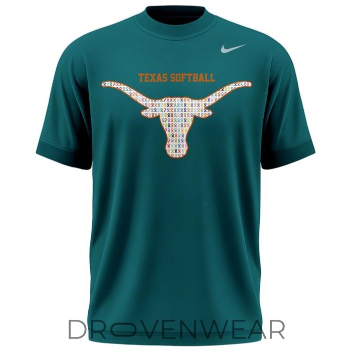 2026 Texas Softball Green Ribbon Cancer Awareness Commemorative Shirt - Image 2