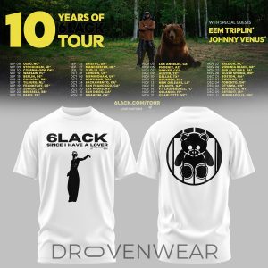 6LACK 10 Year Anniversary Tour 2026 TShirt Version 1 by Drovenwear.com