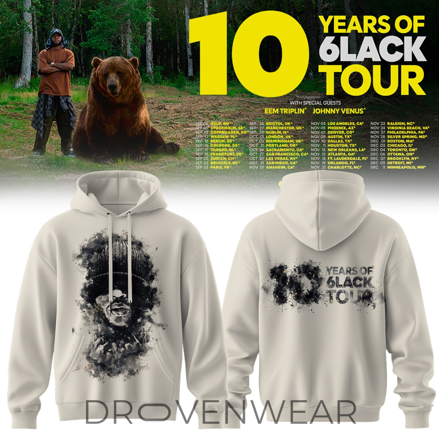 6LACK Anniversary World Tour Fan Hoodie 6LACK Anniversary World Tour Fan Hoodie