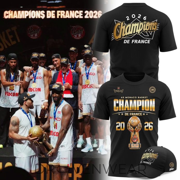 AS Monaco Basket 2026 Betclic Élite Champions Two-Sided Graphic T-Shirt - Image 4