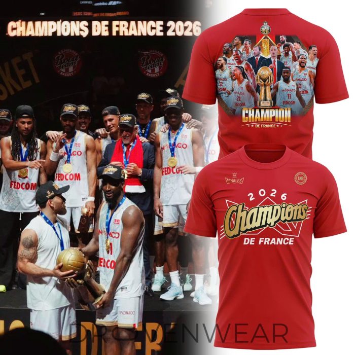 AS Monaco Basket 2026 French League Champions T-Shirt - Image 3