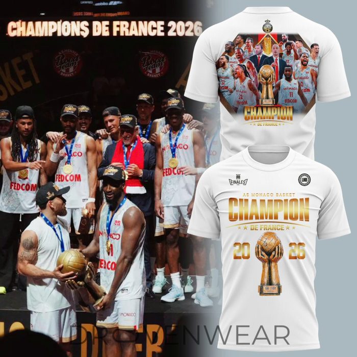 AS Monaco Basket 2026 French League Champions Tee - Image 2