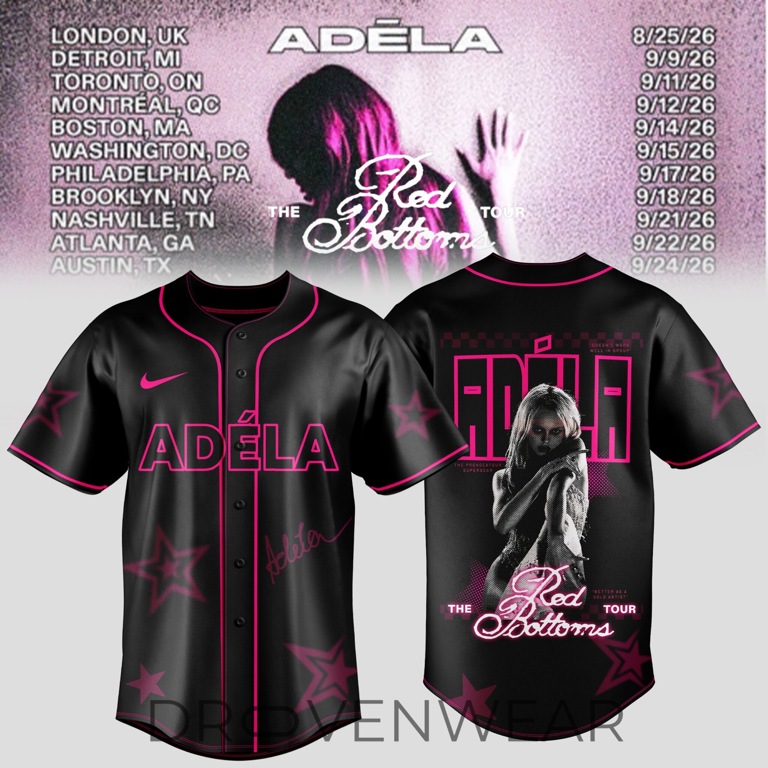 Adela The Red Bottoms Tour Baseball Jersey Adela The Red Bottoms Tour Baseball Jersey