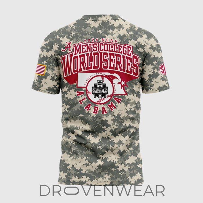 Alabama Crimson Tide 2026 College World Series OmaTide Camo Fan Shirt - Image 3