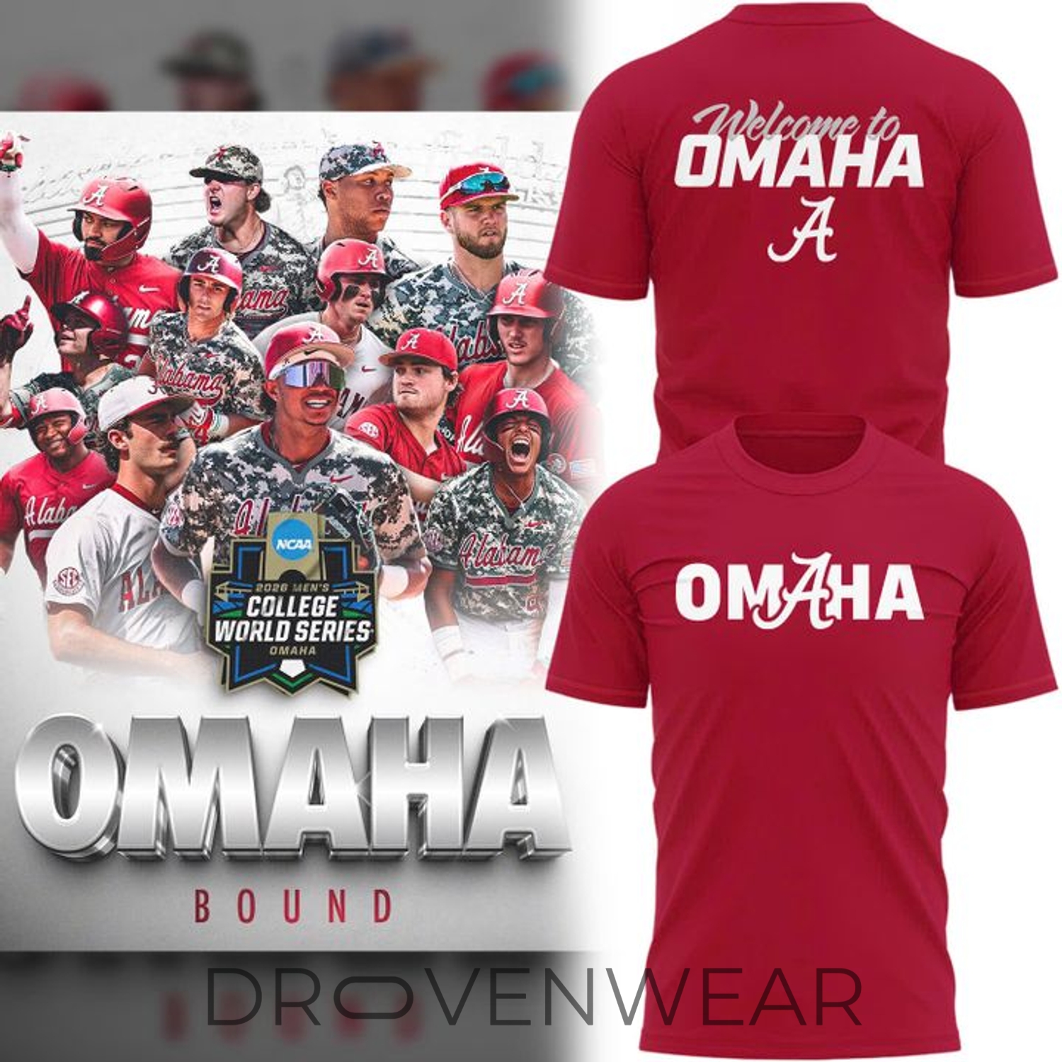 Alabama Crimson Tide Omaha Bound 2026 Baseball Shirt Alabama Crimson Tide Omaha Bound 2026 Baseball Shirt