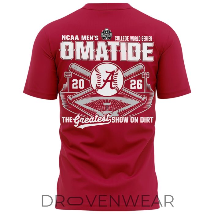 Alabama Crimson Tide Omatide 2026 College World Series Baseball T-Shirt - Image 3