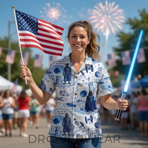 America 250 Celebration Baby Yoda Patriotic Hawaiian Shirt by Drovenwear.com