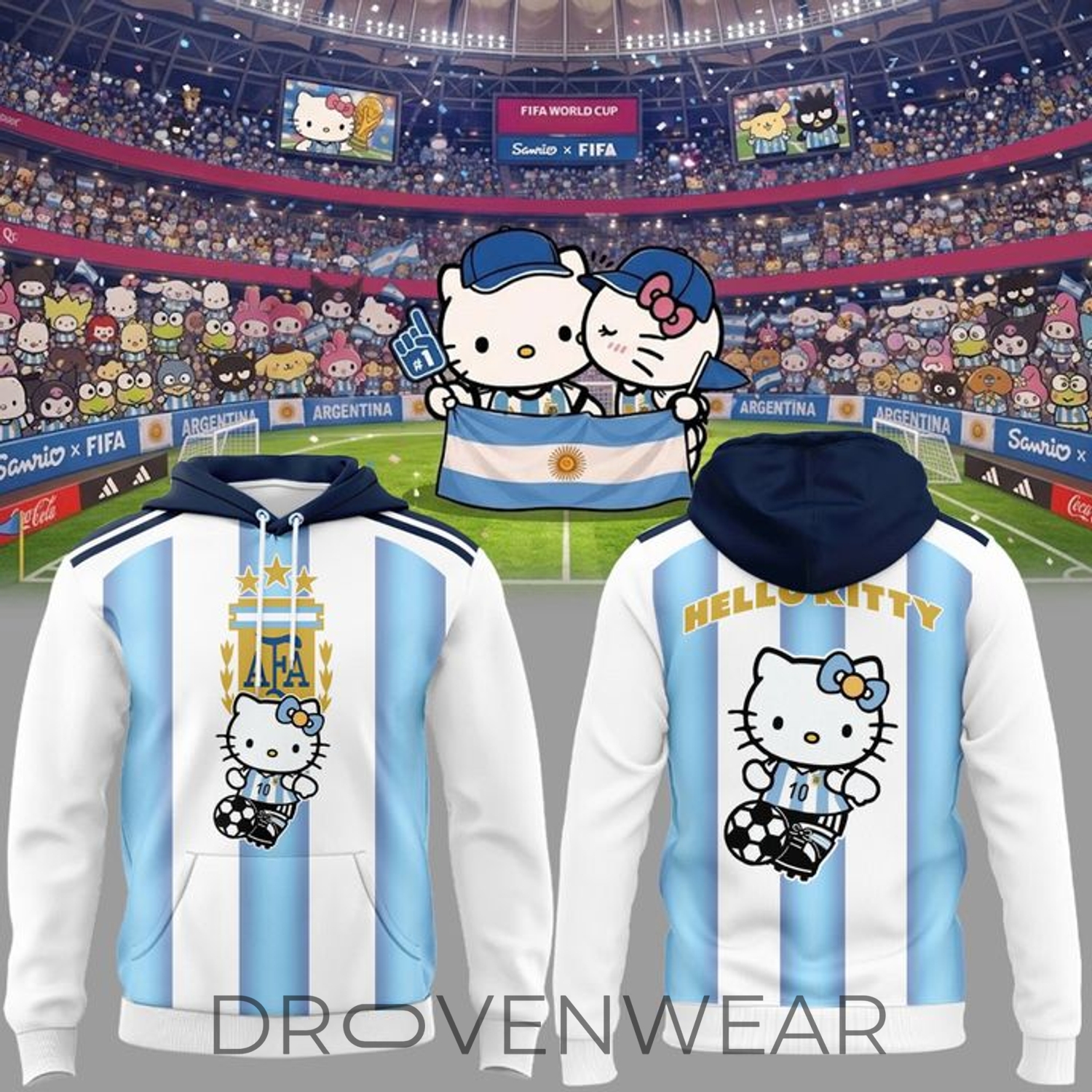 Argentina Football x Hello Kitty Premium Hoodie 2026 Argentina Football x Hello Kitty Premium Hoodie 2026