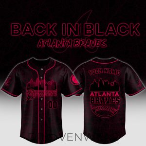 Atlanta Braves Back In Black Personalized Fan Baseball Jersey by Drovenwear.com