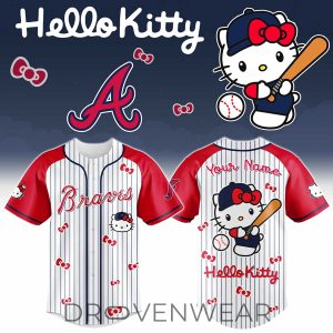 Atlanta Braves Hello Kitty Custom Name 3D Baseball Jersey by Drovenwear.com
