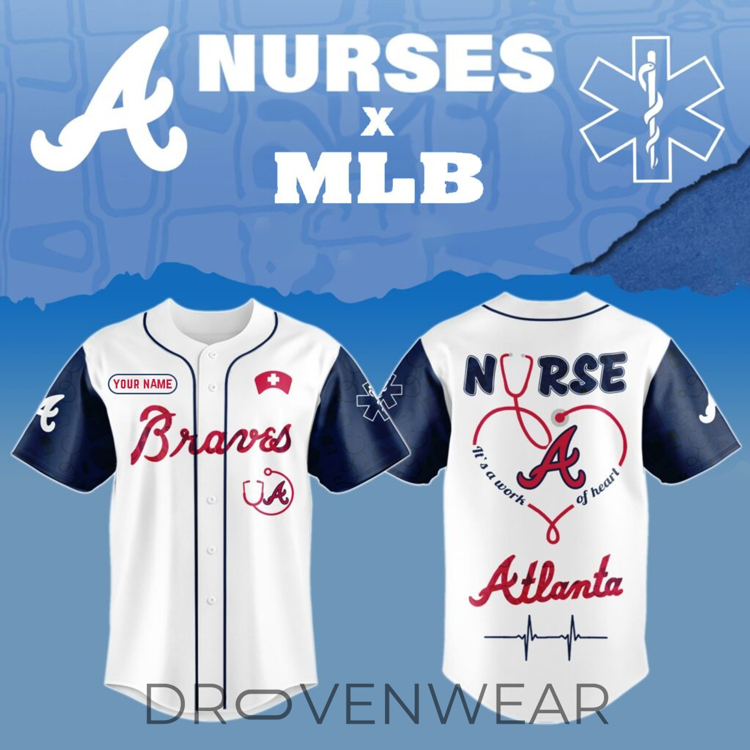 Atlanta Braves Nurse Appreciation Personalized 3D Baseball Jersey Atlanta Braves Nurse Appreciation Personalized 3D Baseball Jersey