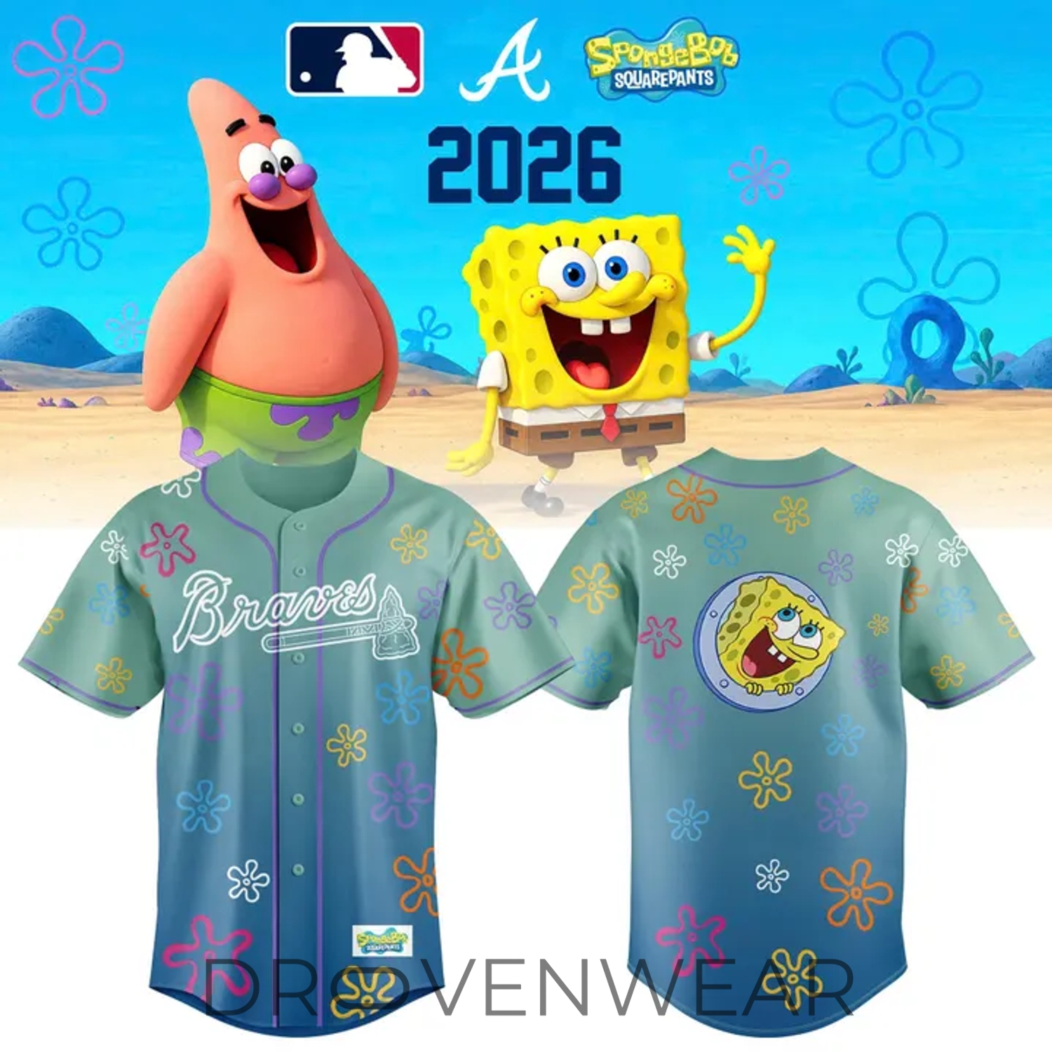 Atlanta Braves SpongeBob Night 2026 Limited Edition Baseball Jersey Atlanta Braves SpongeBob Night 2026 Limited Edition Baseball Jersey