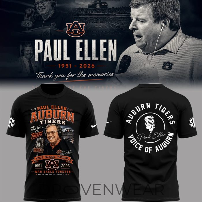 Auburn Tigers Tribute to Paul Ellen The Legendary Voice of Auburn Shirt - Image 2