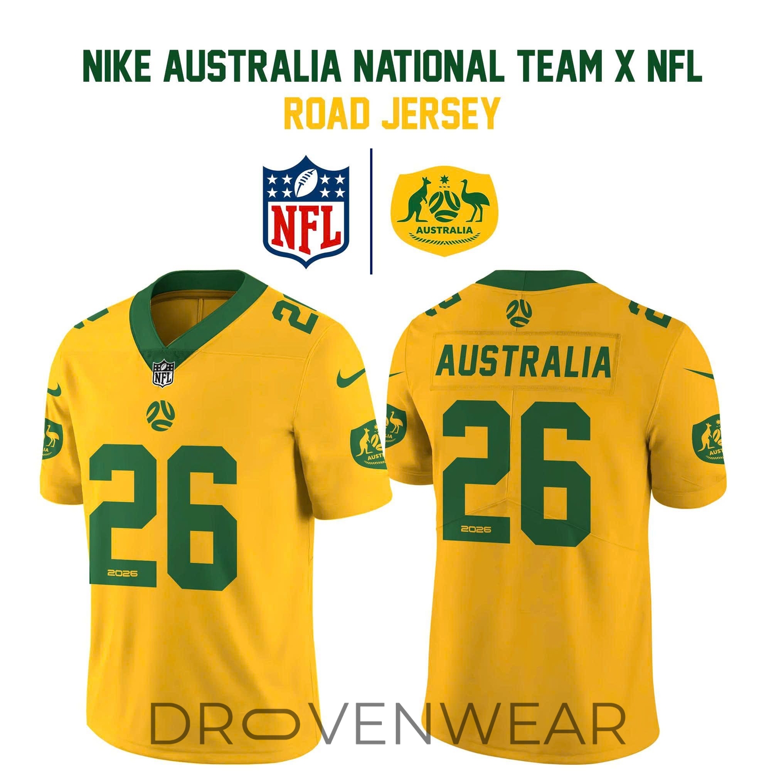 Australia National Team NFL-Inspired Road Game Jersey by Nike Australia National Team NFL-Inspired Road Game Jersey by Nike