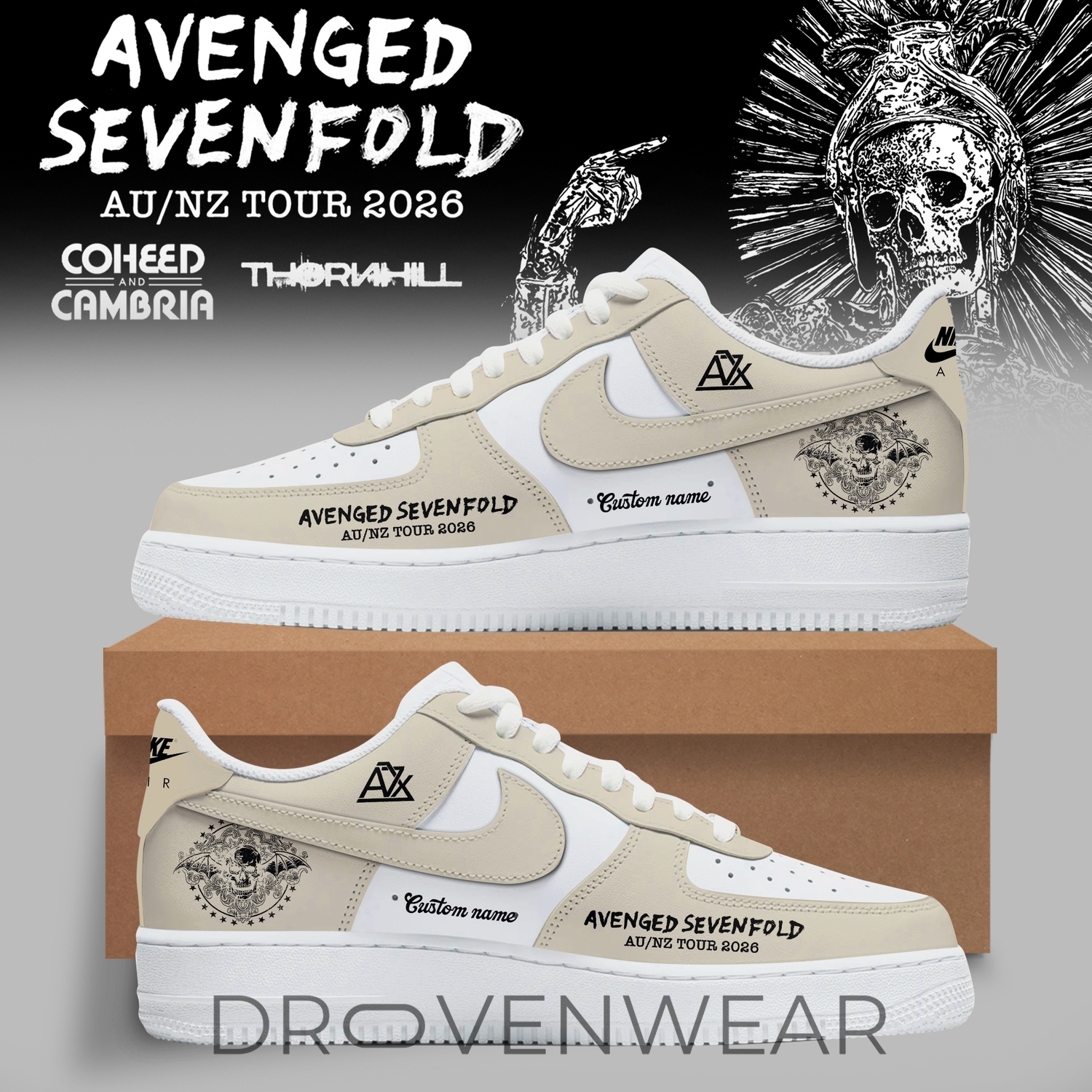 Avenged Sevenfold Australia & New Zealand Tour 2026 AF1 Sneakers V2 Avenged Sevenfold Australia & New Zealand Tour 2026 AF1 Sneakers V2