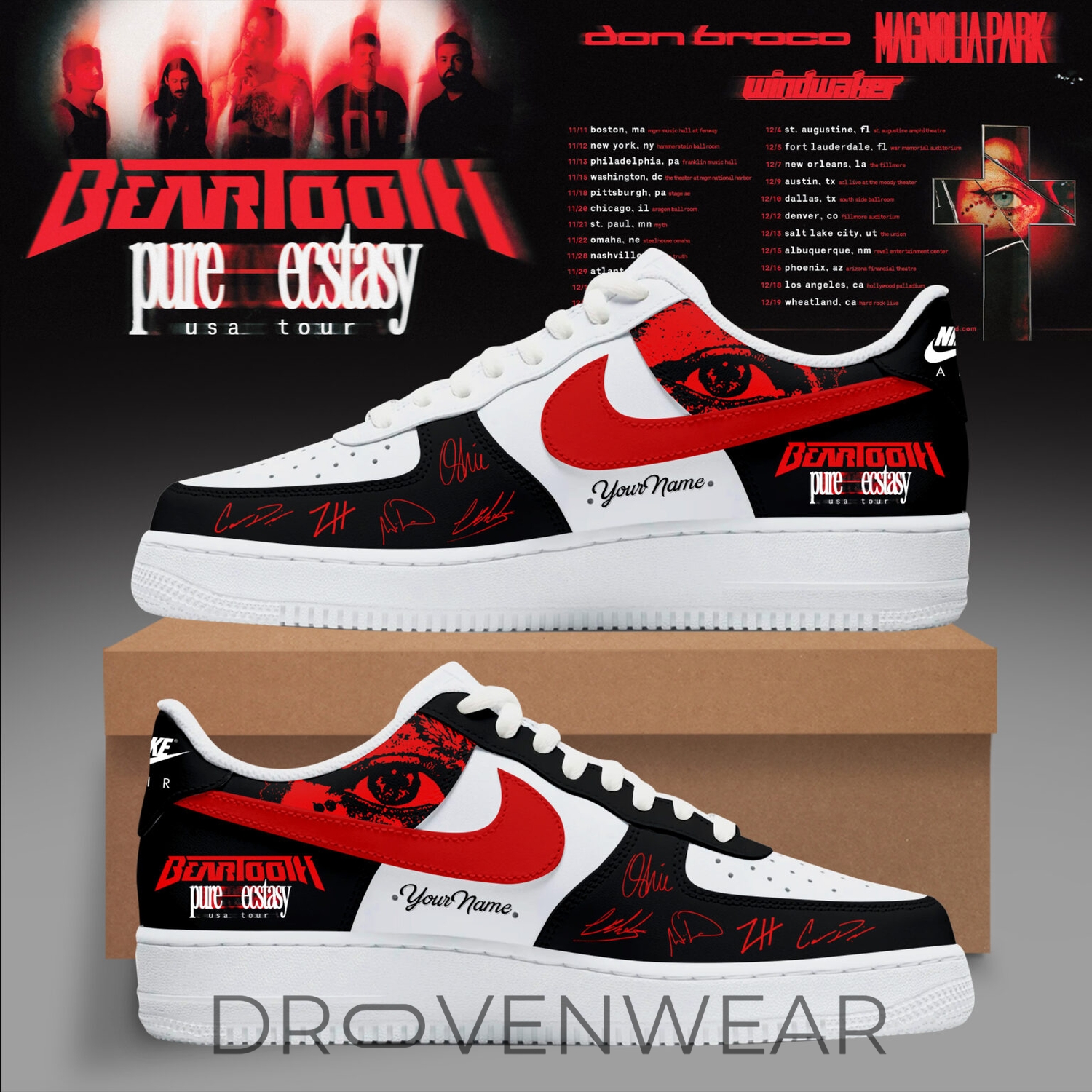 Beartooth Pure Ecstasy Tour Air Force 1 Sneakers 2026 Beartooth Pure Ecstasy Tour Air Force 1 Sneakers 2026