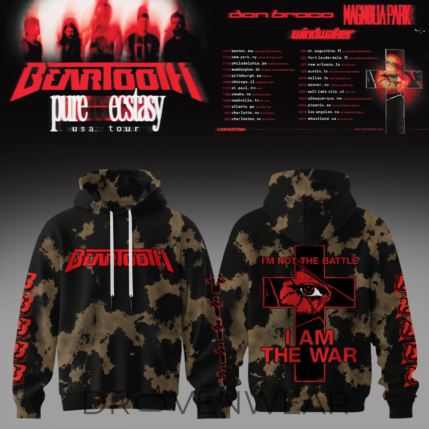 Beartooth Pure Ecstasy Tour Concert Hoodie Beartooth Pure Ecstasy Tour Concert Hoodie