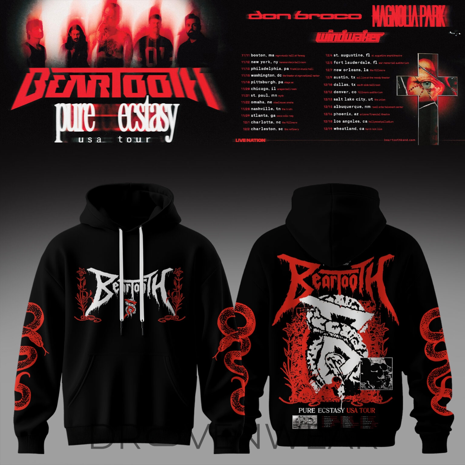 Beartooth Pure Ecstasy Tour Hoodie Version 2 Beartooth Pure Ecstasy Tour Hoodie Version 2
