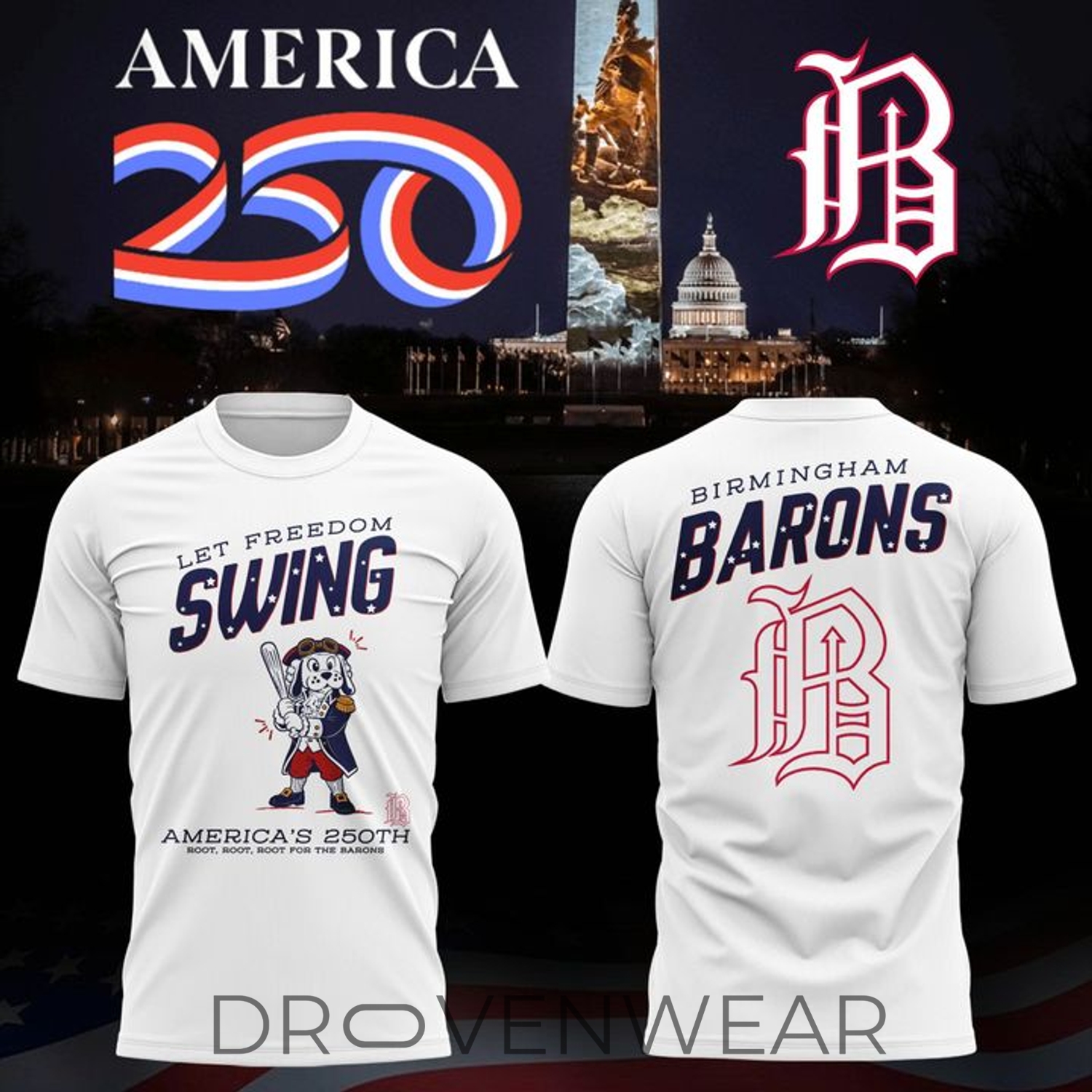 Birmingham Barons America 250 Celebration Graphic Shirt 2026 Birmingham Barons America 250 Celebration Graphic Shirt 2026