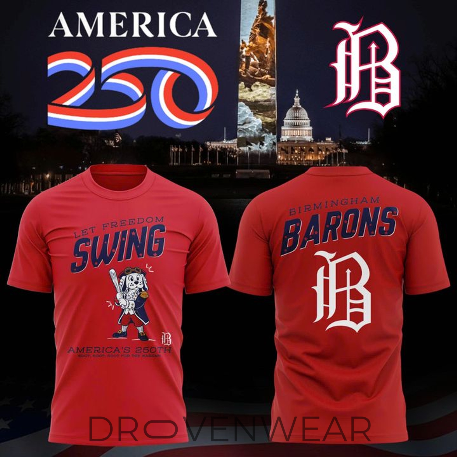 Birmingham Barons America 250 Celebration Graphic Shirt 2026 Birmingham Barons America 250 Celebration Graphic Shirt 2026