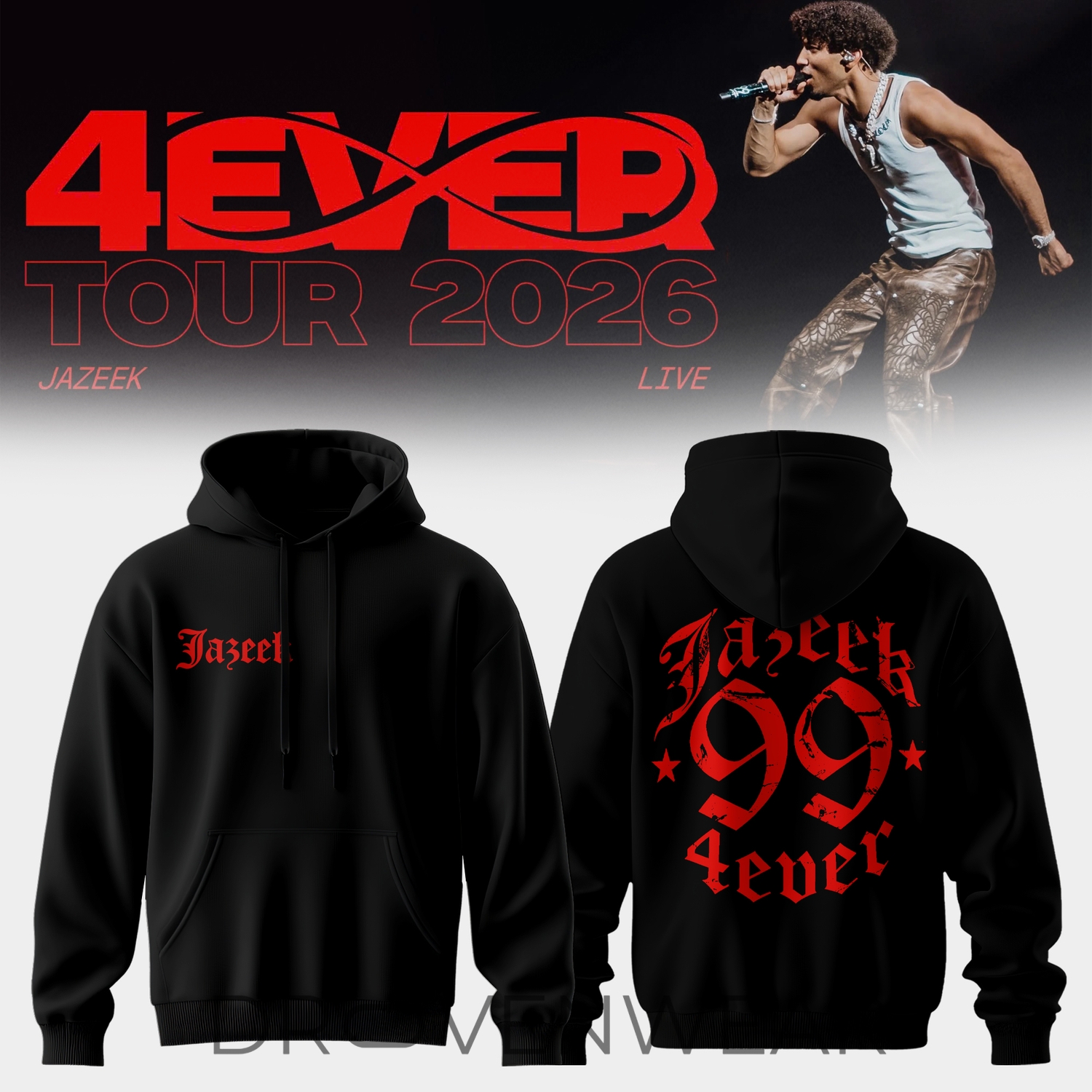 Black Limited Jazeek 4EVER Tour Hoodie Black Limited Jazeek 4EVER Tour Hoodie