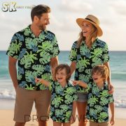 Black Monstera Leaf Tropical Hawaiian Shirt for Men and Women - Image 5