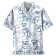 Blue White Miniature Schnauzer Hawaiian Aloha Shirt