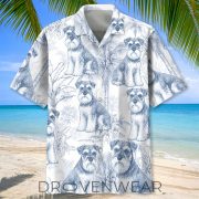 Blue White Miniature Schnauzer Hawaiian Aloha Shirt - Image 2