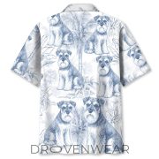 Blue White Miniature Schnauzer Hawaiian Aloha Shirt - Image 3